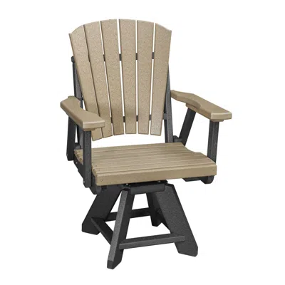 American Furniture Classics Dining Height Swivel Arm Chair In Weatherwood With A Black Base In Brown