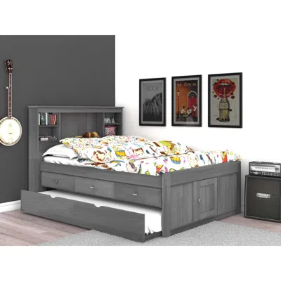 American Furniture Classics Full Captains Bookcase Bed With 3 Drawers And A Twin Sized Trundle