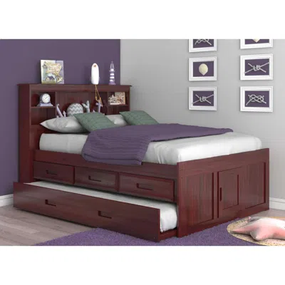 American Furniture Classics Full Captains Bookcase Bed With 3 Drawers And A Twin Sized Trundle