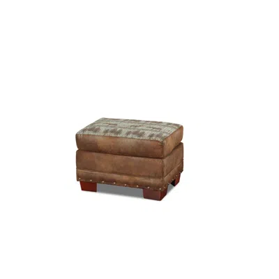 American Furniture Classics Model 8500-90 Deer Teal Tapestry Lodge Ottoman In Brown
