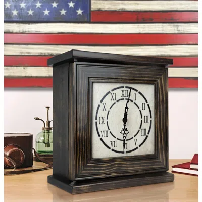 American Furniture Classics Model Clockdw Mantel Clock In Dark Walnut Veneer With Secret Compartment In Black