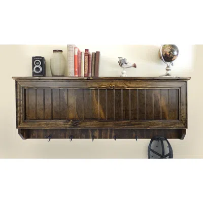American Furniture Classics Model Lrgcrdw Large Wall Hanging Coat Rack In Dark Walnut With Secret Locking Concealment In Brown