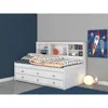 American Furniture Classics Os Home And Office Furniture Model 80222k6-22, Solid Pine Twin Bookcase Daybed With Six Drawers In C In White