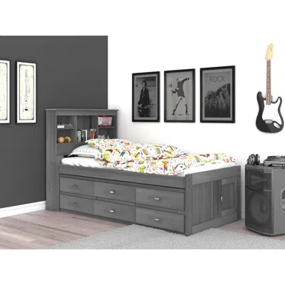 American Furniture Classics Os Home And Office Furniture Model 83220k6-22 Solid Pine Twin Captains Bookcase Bed With 6 Drawers I