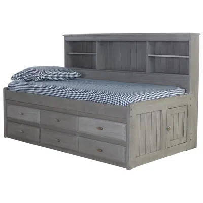 American Furniture Classics Os Home And Office Furniture Model 83222-6-kd, Solid Pine Twin Daybed With Six Sturdy Drawers In Cha In Gray