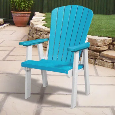 American Furniture Classics Os Home And Office Model 511arw Fan Back Chair In Aruba Blue With A White Base, Made In The Usa