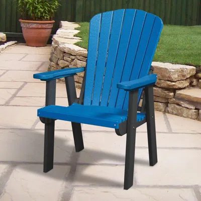 American Furniture Classics Os Home And Office Model 511bbk Fan Back Chair In Blue With A Black Base, Made In The Usa
