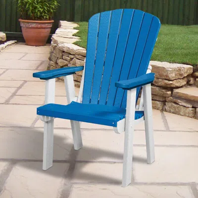 American Furniture Classics Os Home And Office Model 511bw Fan Back Chair In Blue With A White Base, Made In The Usa