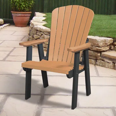 American Furniture Classics Os Home And Office Model 511cbk Fan Back Chair In Cedar With A Black Base, Made In The Usa In Brown