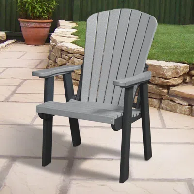 American Furniture Classics Os Home And Office Model 511lgb Fan Back Chair In Light Grey With A Black Base, Made In The Usa In Gray