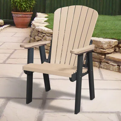 American Furniture Classics Os Home And Office Model 511wwbk Fan Back Chair In Weatherwood With A Black Base, Made In The Usa In Neutral