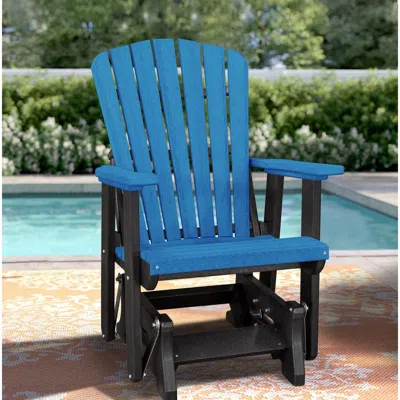 American Furniture Classics Os Home And Office Model 515bbk Fan Back Glider In Blue With A Black Base, Made In The Usa