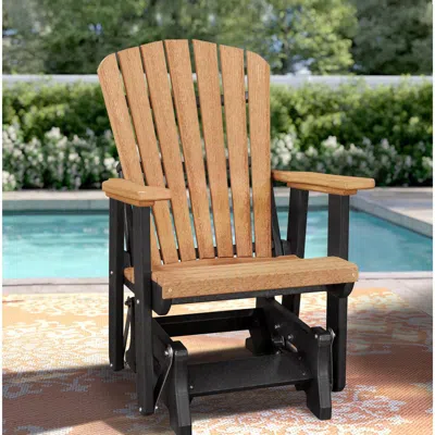American Furniture Classics Os Home And Office Model 515cbk Fan Back Glider In Cedar With A Black Base, Made In The Usa In Brown