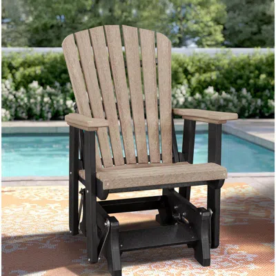 American Furniture Classics Os Home And Office Model 515wwbk Fan Back Glider In Weatherwood With A Black Base, Made In The Usa In Neutral