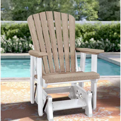 American Furniture Classics Os Home And Office Model 515wwwt Fan Back Glider In Weatherwood With A White Base, Made In The Usa In Brown