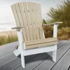 American Furniture Classics Os Home And Office Model 519wwwt Fan Back Folding Adirondack Chair In Weatherwood With A White Base, In Neutral