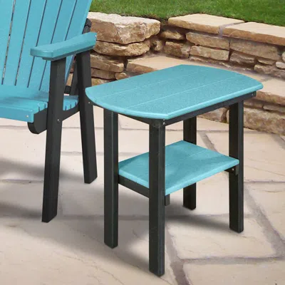 American Furniture Classics Os Home And Office Model 525arb Oval End Table In Aruba Blue With A Black Base, Made In The Usa
