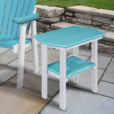 American Furniture Classics Os Home And Office Model 525arw Oval End Table In Aruba Blue With A White Base, Made In The Usa