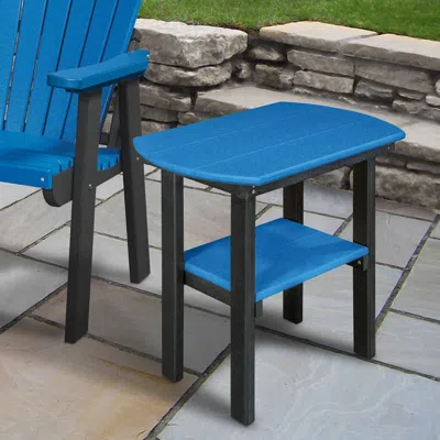 American Furniture Classics Os Home And Office Model 525bbk Oval End Table In Blue With A Black Base, Made In The Usa