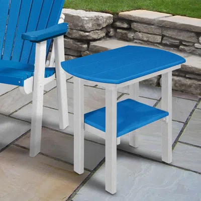 American Furniture Classics Os Home And Office Model 525bw Oval End Table In Blue With A White Base, Made In The Usa