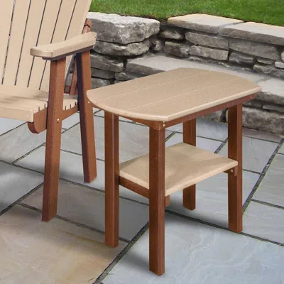 American Furniture Classics Os Home And Office Model 525wwtb Oval End Table In Weatherwood With A Tudor Brown Base, Made In The 
