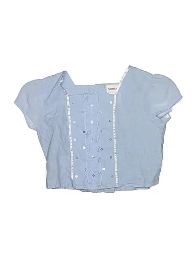 Pre-owned American Girl Kids' Short Sleeve Blouse In Blue