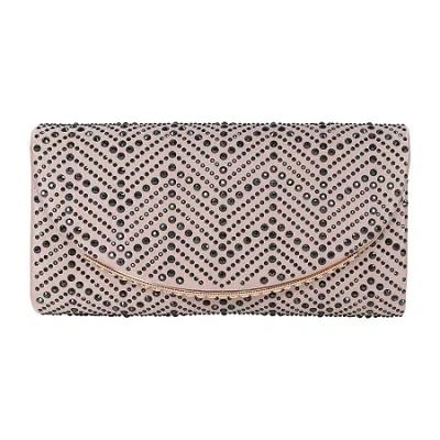 American Glamour Badgley Mischka Chevron Flap Beaded Clutch In Yellow