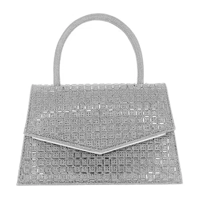 American Glamour Badgley Mischka Crystal Flap Beaded Clutch In Silver