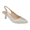 American Glamour Badgley Mischka Lenora Womens Pointed Closed Toe Kitten Heel Pumps In Silver