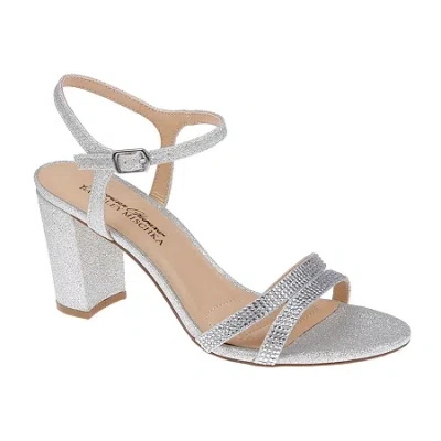 American Glamour Badgley Mischka Womens Kar Heeled Sandals In Metallic