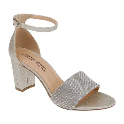 American Glamour Badgley Mischka Womens Lettie Heeled Sandals In Silver