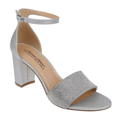 American Glamour Badgley Mischka Womens Lettie Heeled Sandals In Silver