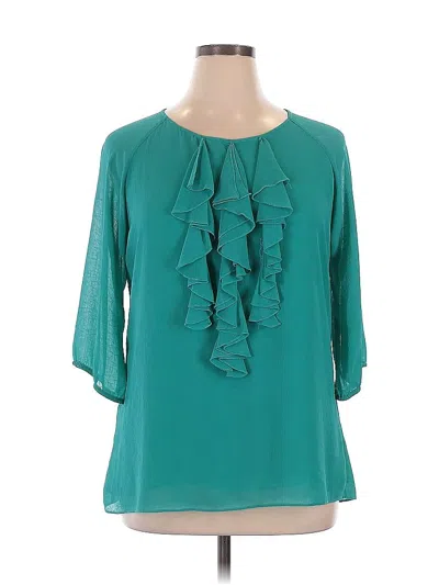 Pre-owned American Glamour By Badgley Mischka 3/4 Sleeve Blouse In Blue