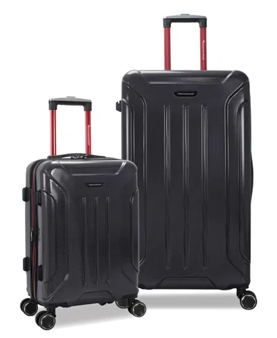 American Green Travel Optimus 2-piece Hardside Expandable Spinner Trunk Luggage Set In Black