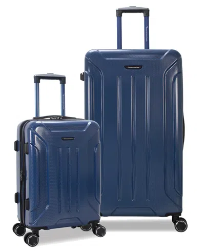 American Green Travel Optimus 2-piece Hardside Expandable Spinner Trunk Luggage Set In Blue
