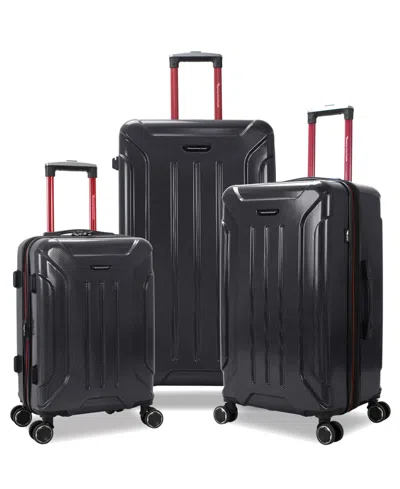 American Green Travel Optimus 3-piece Hardside Expandable Spinner Trunk Luggage Set In Black