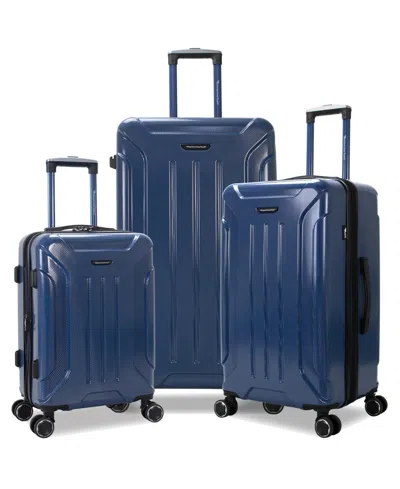 American Green Travel Optimus 3-piece Hardside Expandable Spinner Trunk Luggage Set In Blue