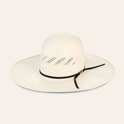 American Hat Ivory Stripe Vent Open Crown Straw Cowboy Hat In White