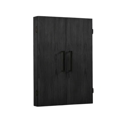 American Heritage Alta Dartboard Cabinet - Handcrafted Walnut Cabinet With Dual Scoring Chalkboards & Dart Storage In Black Ash
