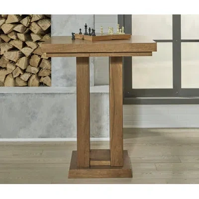 American Heritage Alta Solid Wood Pub Table – Square Pedestal Base, Ideal For Dining Or Game Rooms In Brown