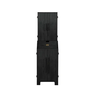 American Heritage Alta Standup Dartboard Cabinet – Freestanding Wood Design With Built-in Dart Storage, Scoreboards &  In Black Ash