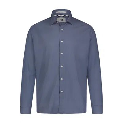 American Heritage Black Grey Navy Geo Print Hidden Button Down Long Sleeve Shirt