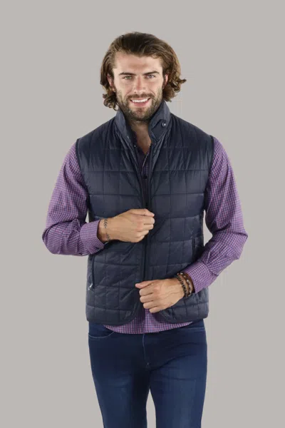 American Heritage Full Zip Navy Quilted Vest In Multi