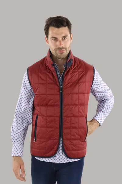 American Heritage Full Zip Red Quilted Vest In Multi