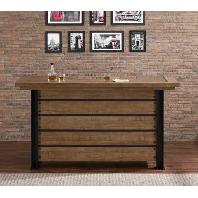 American Heritage Gateway Solid Wood Home Bar – Rust Resistant With 3 Shelves & Work Counter