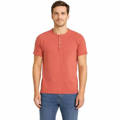 American Heritage Henley Top In Coral In Pink