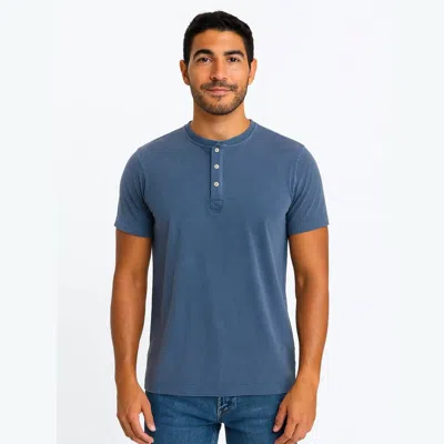 American Heritage Henley Top In Navy In Blue