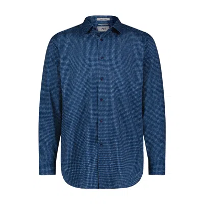 American Heritage Herringbone Printed Shirt In Navy
