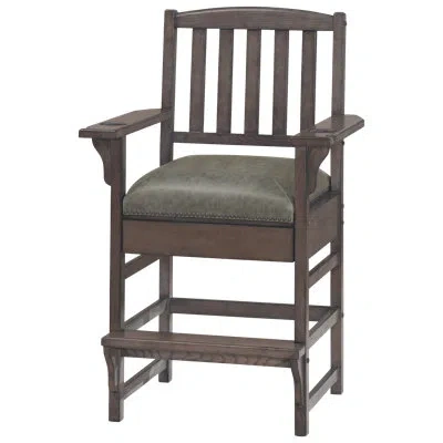 American Heritage King Chair - Padded Seat, Armrests, Built-in Cup Holders, Billiard Cue Notches & Hidden Storage Draw In Glacier