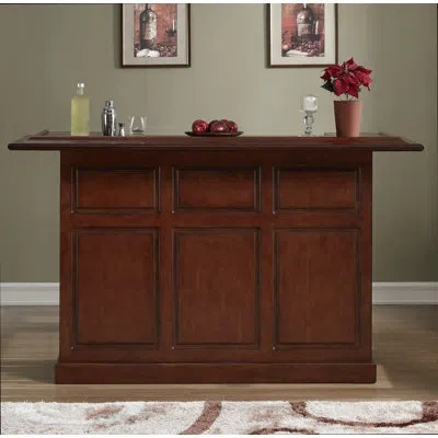 American Heritage Lexington Solid Wood Home Bar - English Tudor Finish With Ice Bucket, Bottle Wells, Elegant Poplar N In Brown